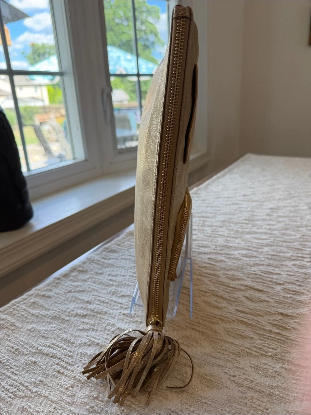 Lilly Pulitzer Gold Metallic Tech Pouch Zip-Top with Tassel